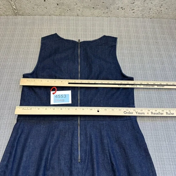 Denim A Line Sleeveless Dress size 10 Midi‎ Blue Minimalist Classic Western - Picture 5 of 7